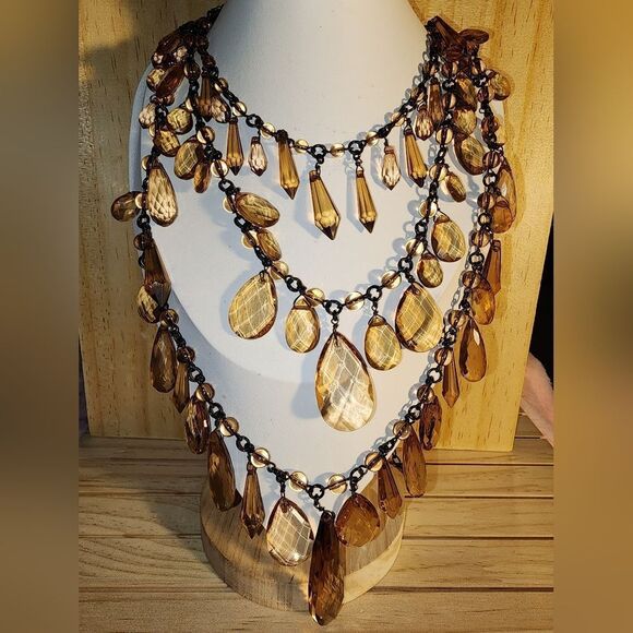 Joan Rivers 3 Row Sparkling Teardrop Necklace 26" NWOT EXCELLENT CONDITION - Picture 1 of 7